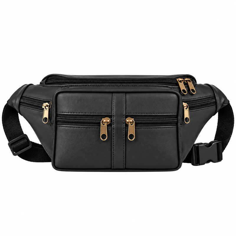 (image for) 1295 Black Leather Soft Bumbag (New)